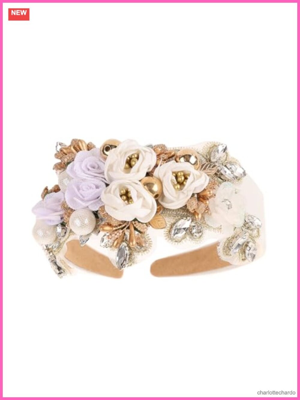 Rhinestone Floral Headband Chunky Crystal Pearl Bohemian Wedding
